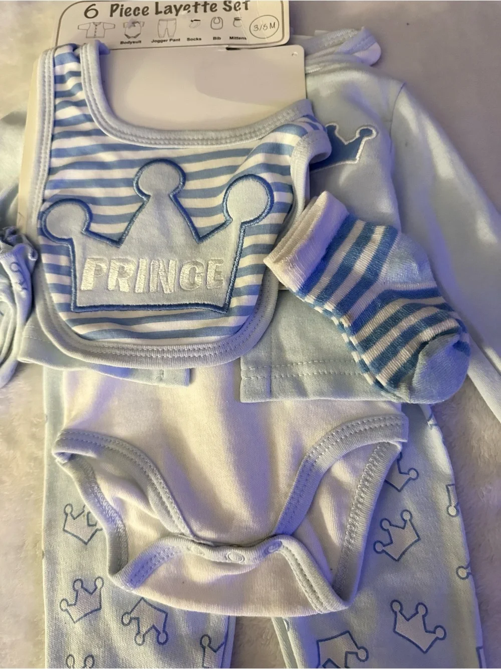 Baby Prince 6-Piece Matching Layette Set - Light Blue